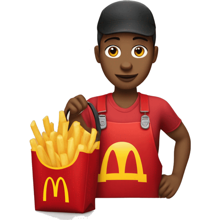 white skin mcdonalds worker putting the fries in the bag emoji