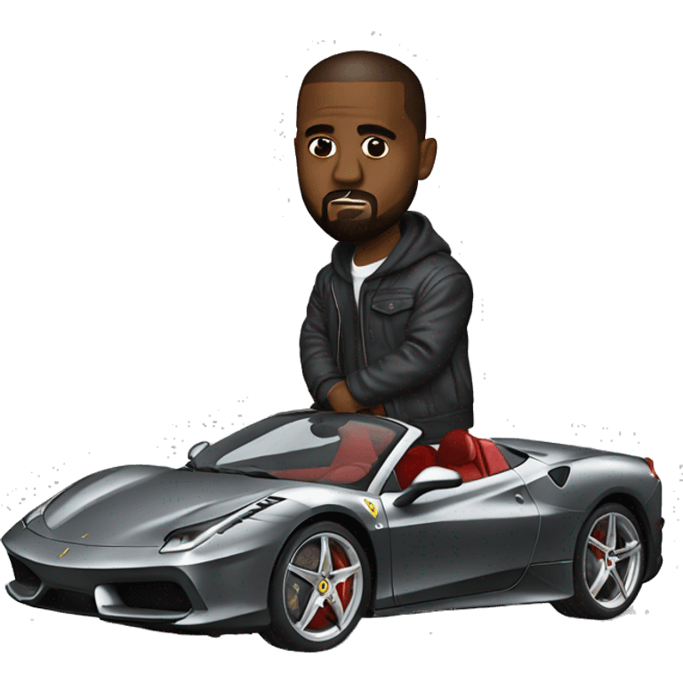 Kanye west driving a ferrari  emoji