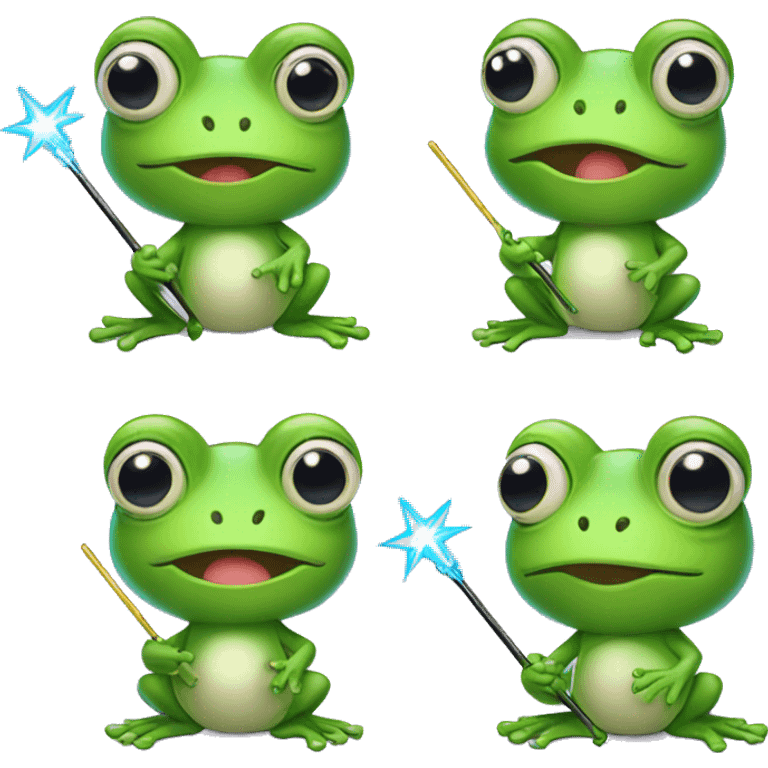 cute frog with magic wand emoji