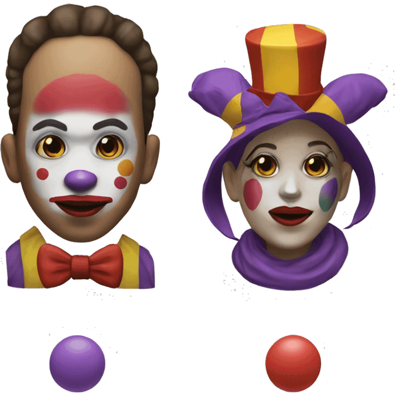 clown face male and female GTA video game style. emoji