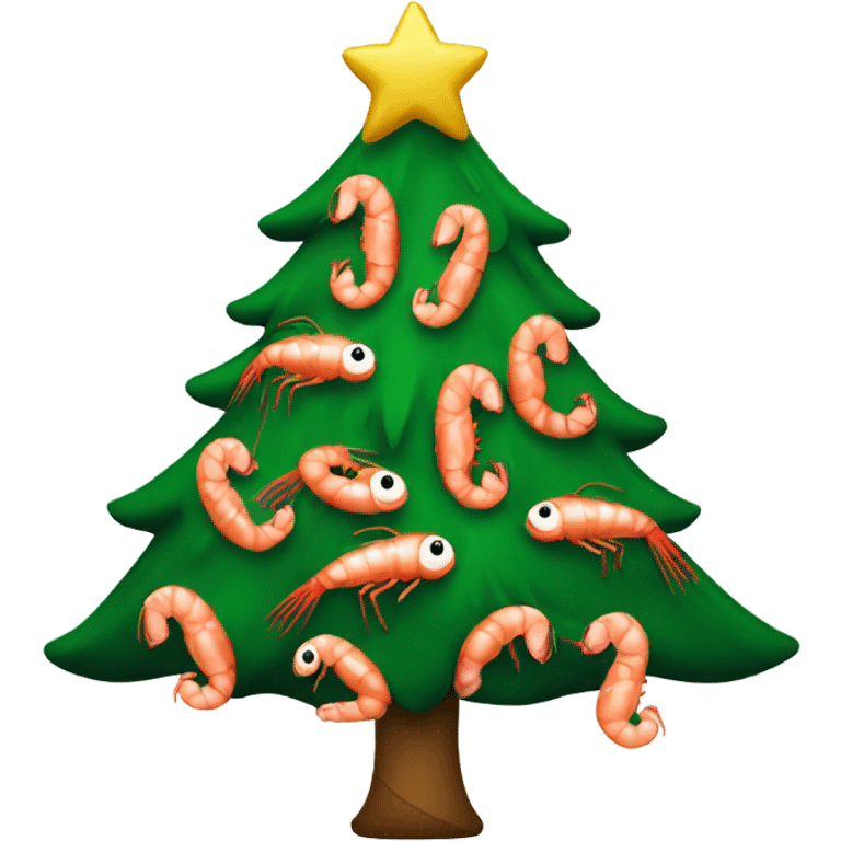 christmas tree decorated with shrimp ornaments  emoji