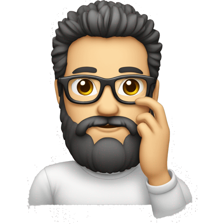 Adulto de poco pelo barba y gafas con un celular en la mano emoji