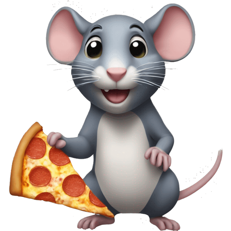 rat with a piece of pizza in his hands emoji