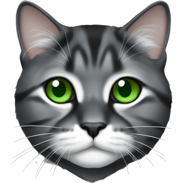 A black and white lop -eared Scottish cat with green eyes emoji