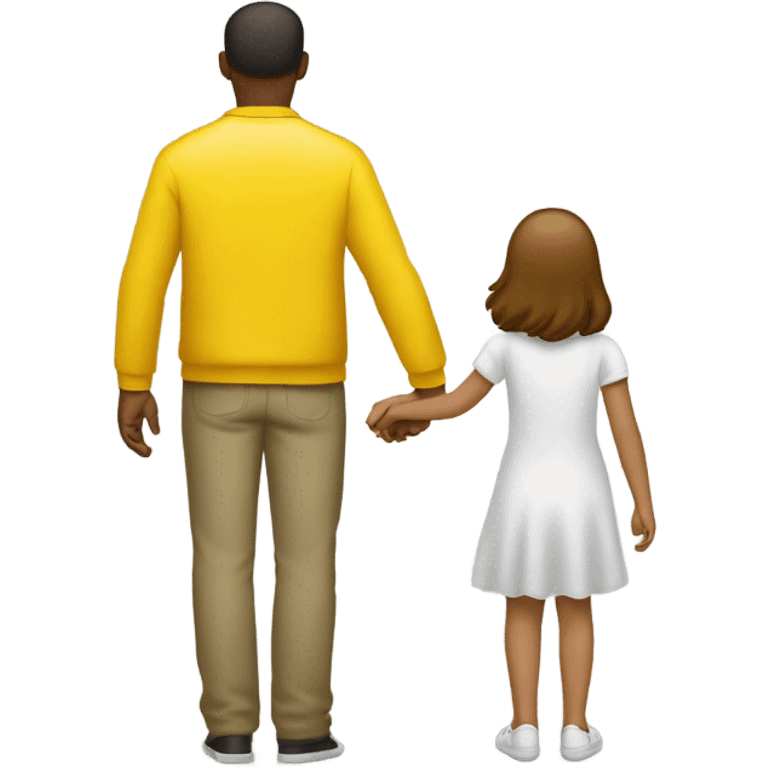 father and daughter holding their hands and seen from the back (style samsung emoji yellow people) emoji