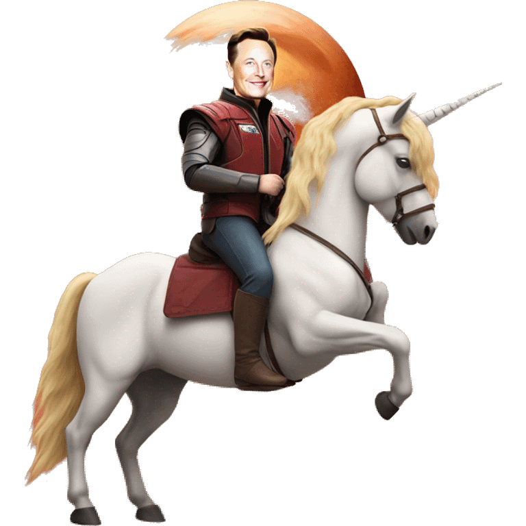 elon musk on a unicorn in mars emoji