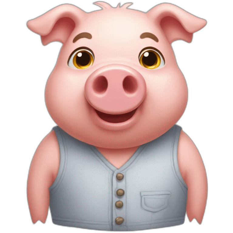 The little pig from three brothers who build a brick house emoji