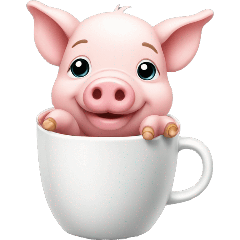 Cute piglet in the mug emoji