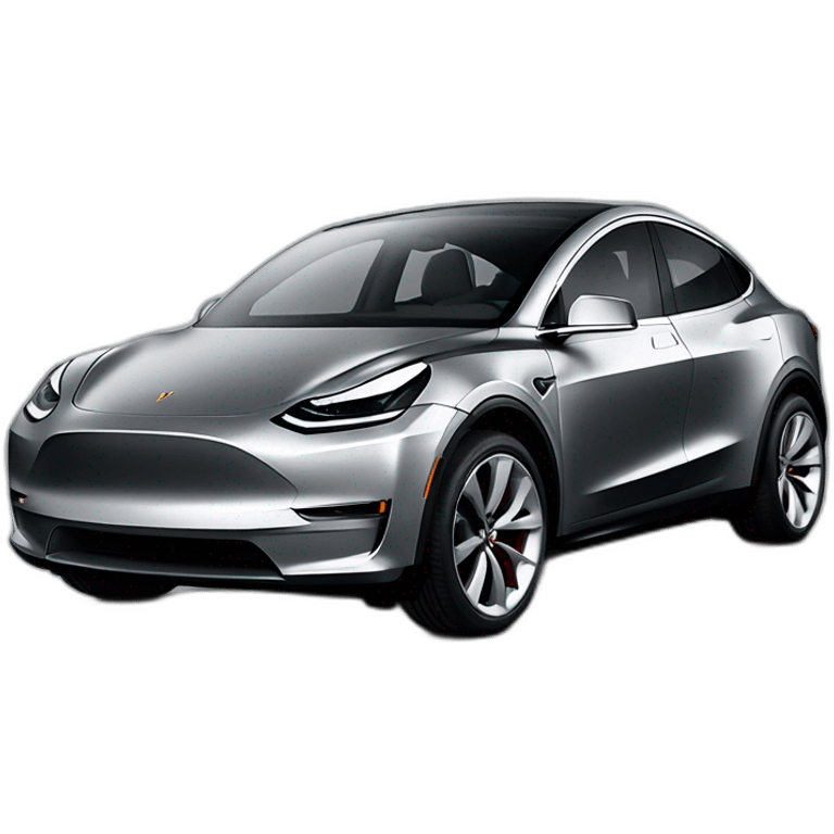 Gray Tesla model y car with silver wheels emoji