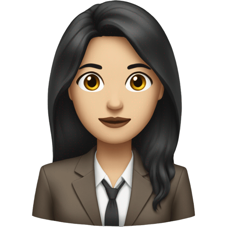 Female defense attorney with long black hair with brown suit emoji