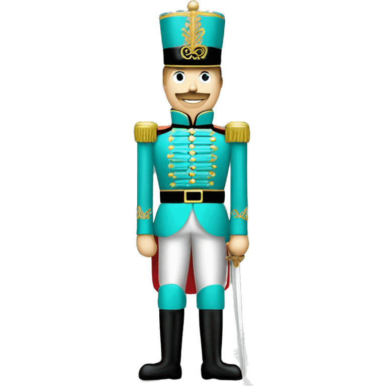 Realistic full length Caucasian tiffany blue nutcracker soldier.  emoji