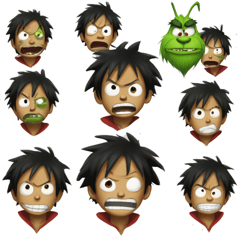 Luffy doing grinch face  emoji