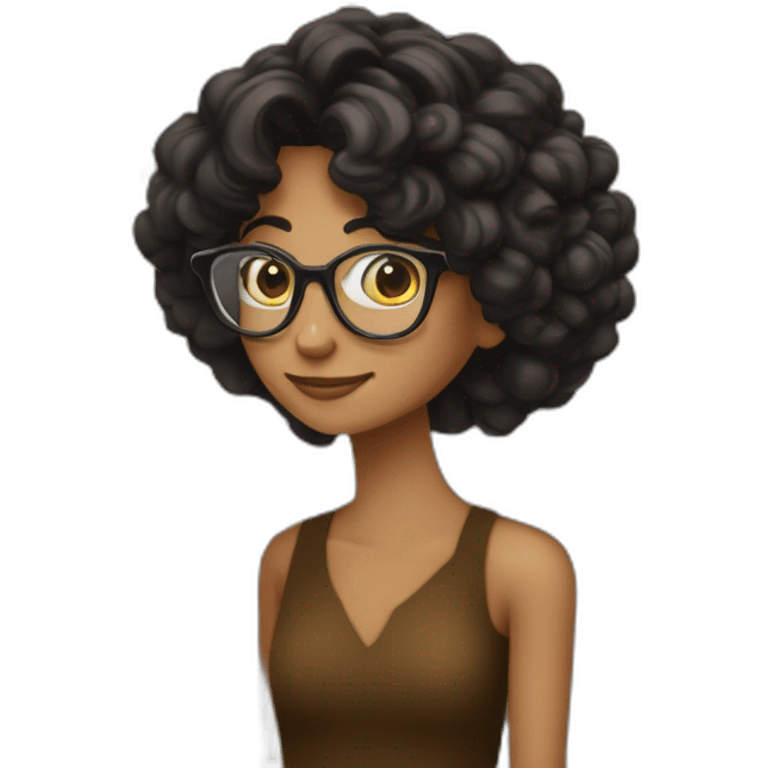 haz un emoji de una persona de 25 años de piel morena y cabello castaño obscuro que use lentes de pasta negra emoji