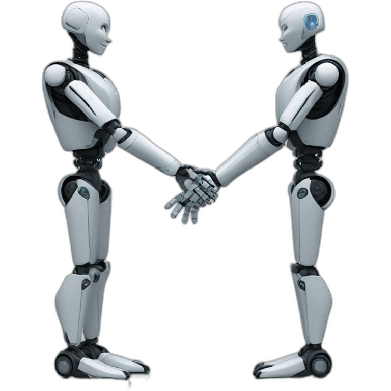 (handshake between a human and a humanoid robot emoji