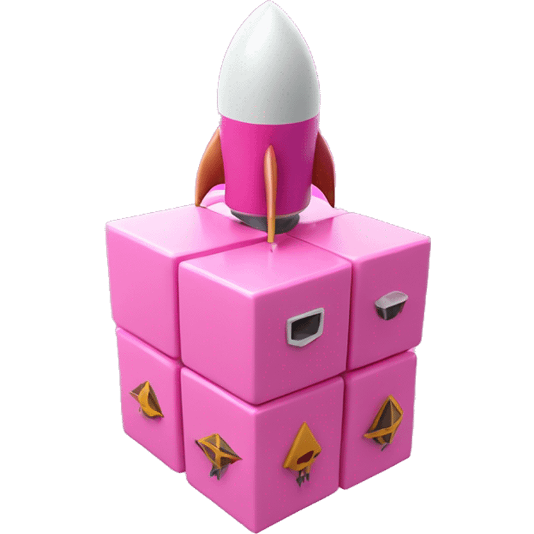 Pink cubes and rocket combine emoji