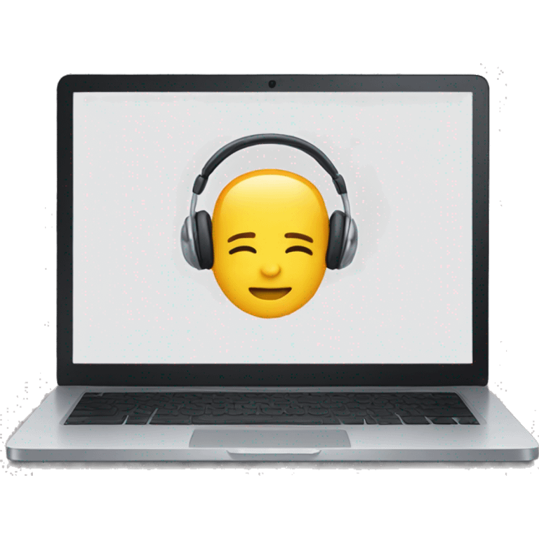 employee with laptop and headphones alone in room emoji