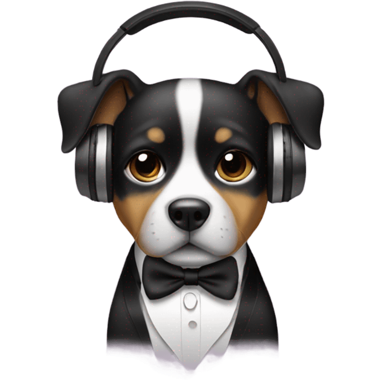 Dog with headphones and tuxedo emoji