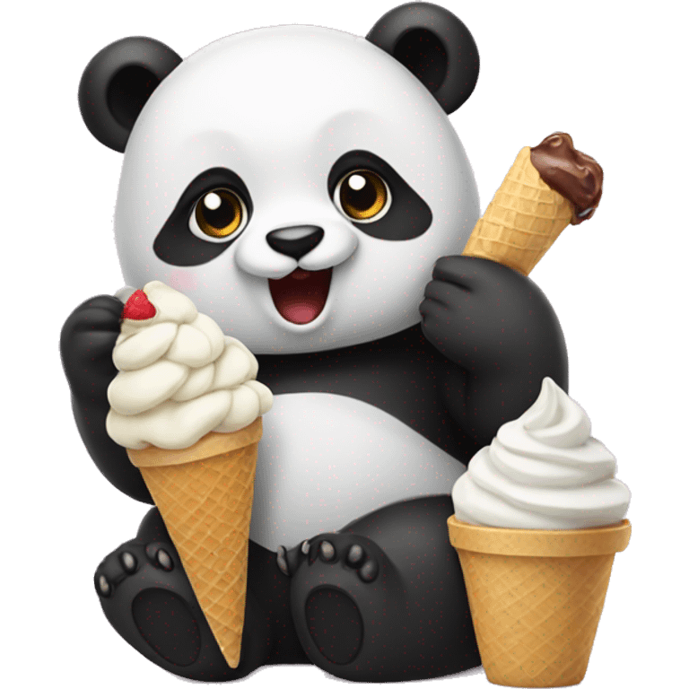 Panda eating ice cream emoji