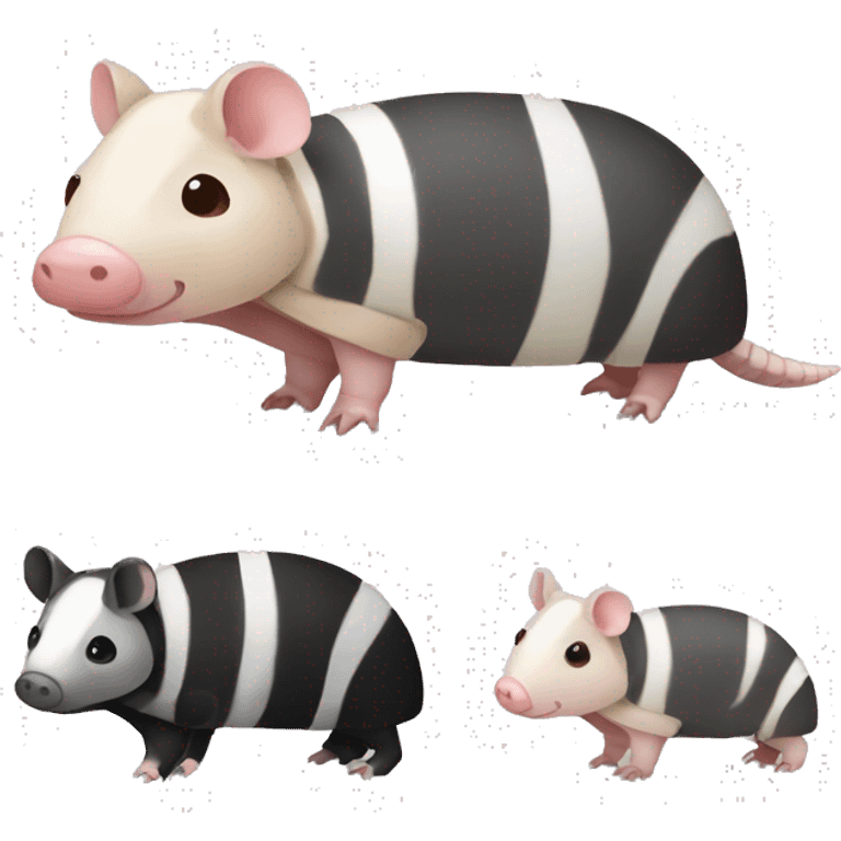 Black and white piebald chubby armadillo pig panda centipede armadillo  emoji