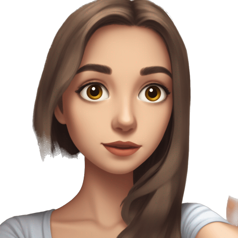 a woman taking a selfie in front of a mirror, a picture, tachisme, she is about 1 6 years old, brown hair and large eyes, discord profile picture, ekaterina emoji