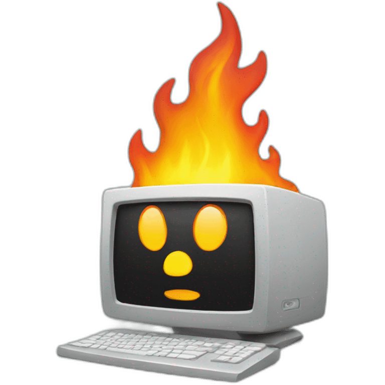 a computer on fire emoji