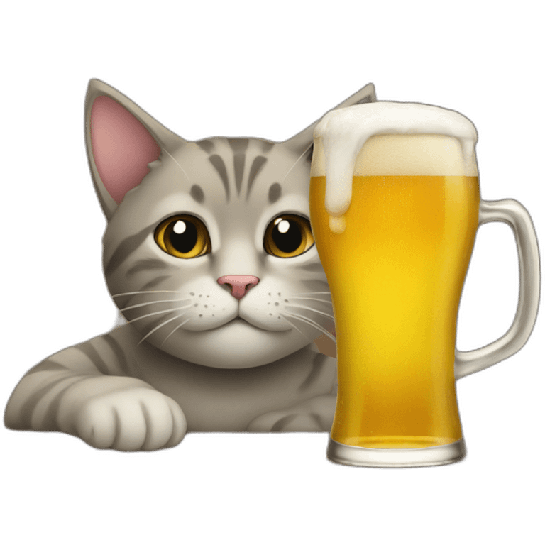 Cat drinking a beer emoji