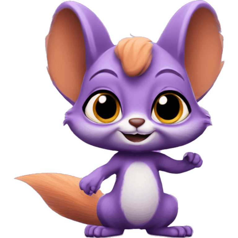 cute purple squirrel in the style of zootopia with bat wings  emoji