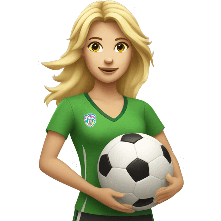 blond woman spinning a soccer ball on her hands emoji