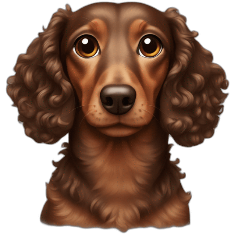 Brunette curly-haired dachshund emoji