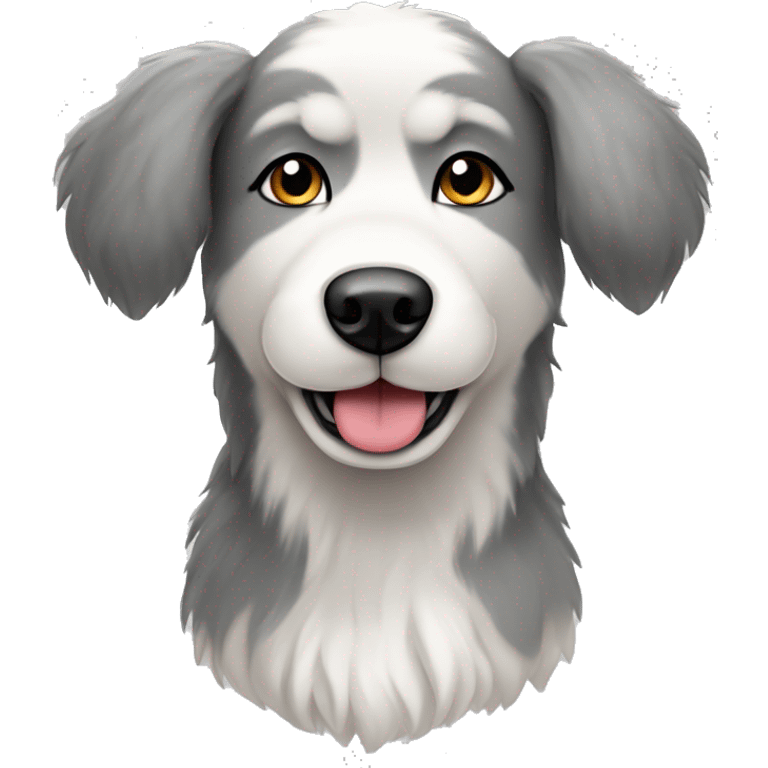 Husky poodle dog floppy ears grey and white emoji