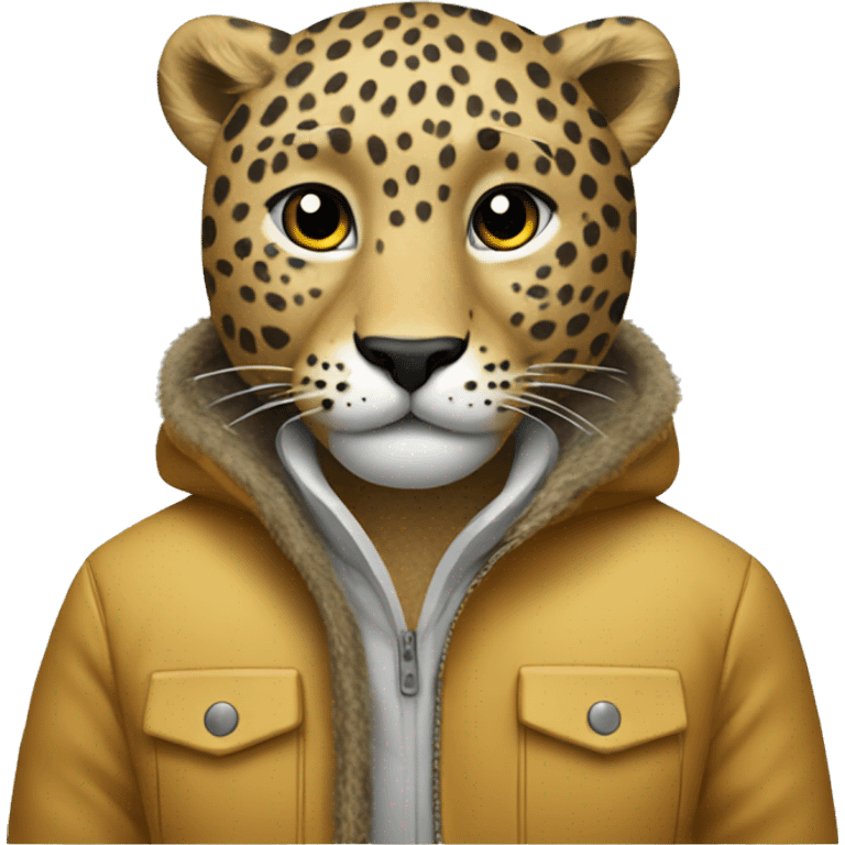 Leopard wearing snow jacket  emoji