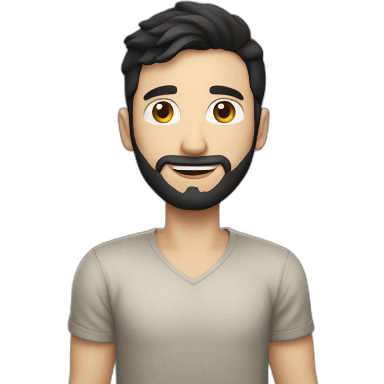 29 years old white skin man from spain with black hair, no beard, who loves apple company emoji