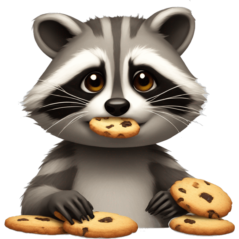 Realistic Raccoon eating a realistic cookie  emoji