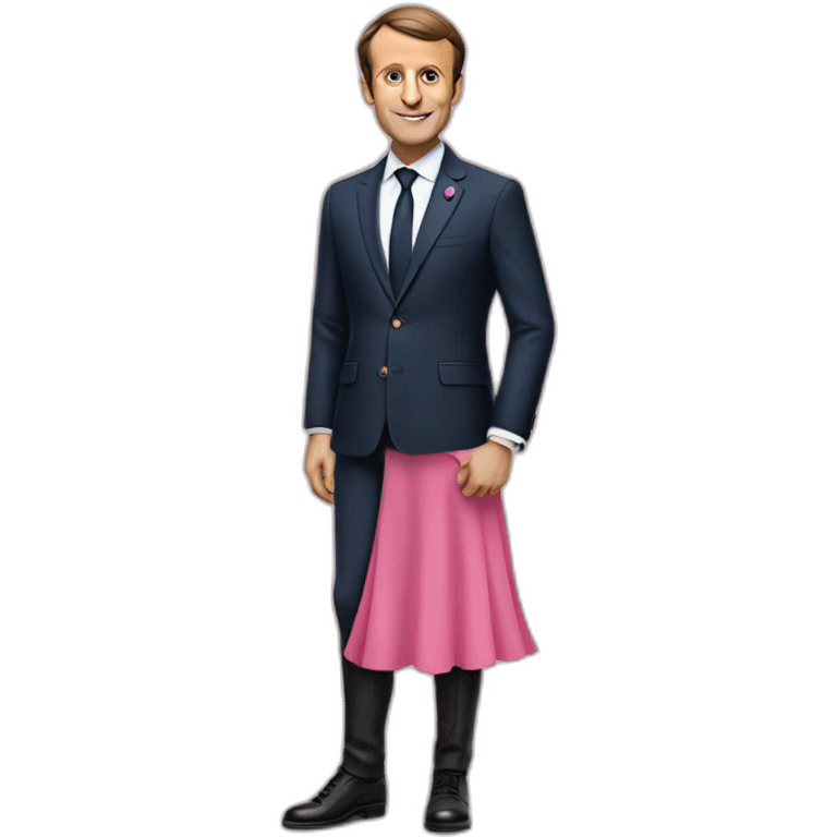 Emmanuel Macron with a pink skirt emoji