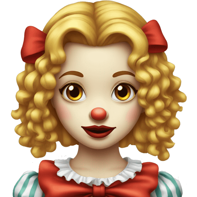 Pretty clown girl long hair red nose red bow  emoji