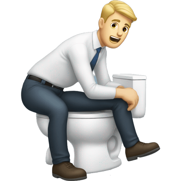 White man on toilet at work emoji