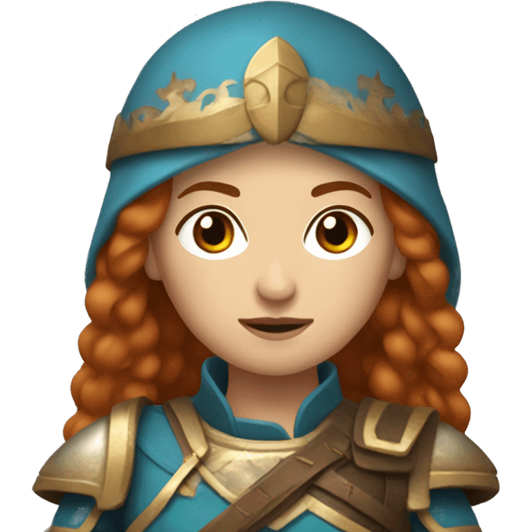 Italian female with ginger hair wearing Mongolian warrior outfit emoji