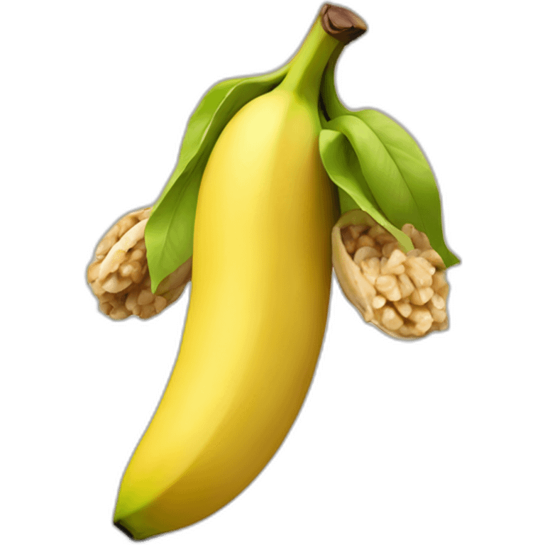 Banana with walnuts at the base emoji