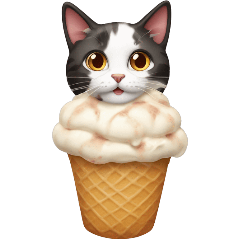 Icecream with calico cat emoji