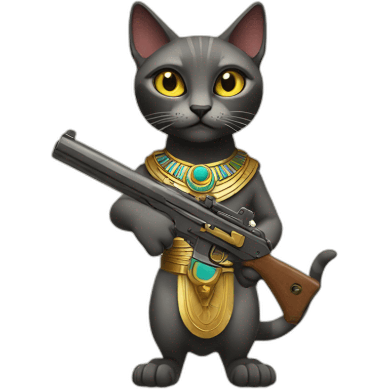 egyptian cat holding gun emoji