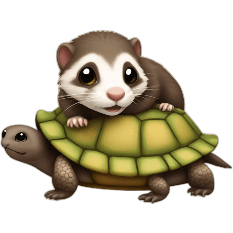 Furet sur une tortue emoji