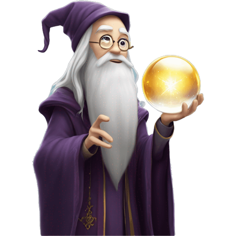 Dumbledore holds a crystal ball in his hand emoji