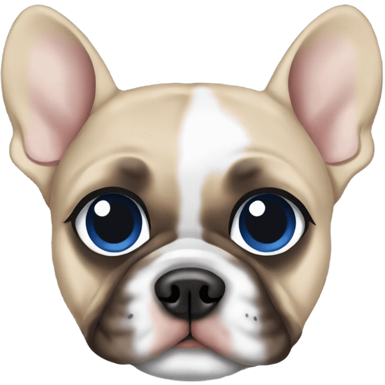 Merle French bulldog with left eye half blue and half brown. Right eye brown  emoji