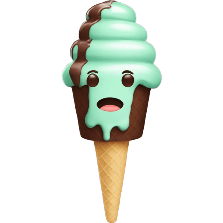 mint choco icecream head emoji