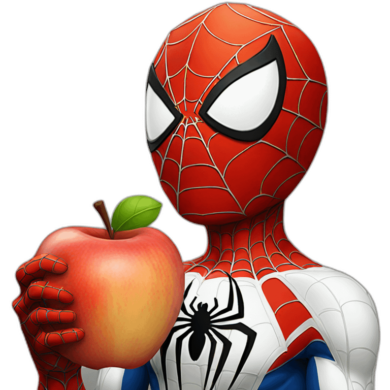 spiderman eating apple emoji