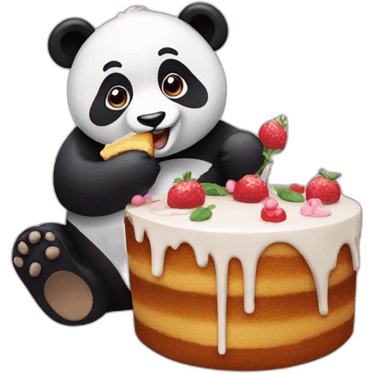 Panda eating a cake emoji