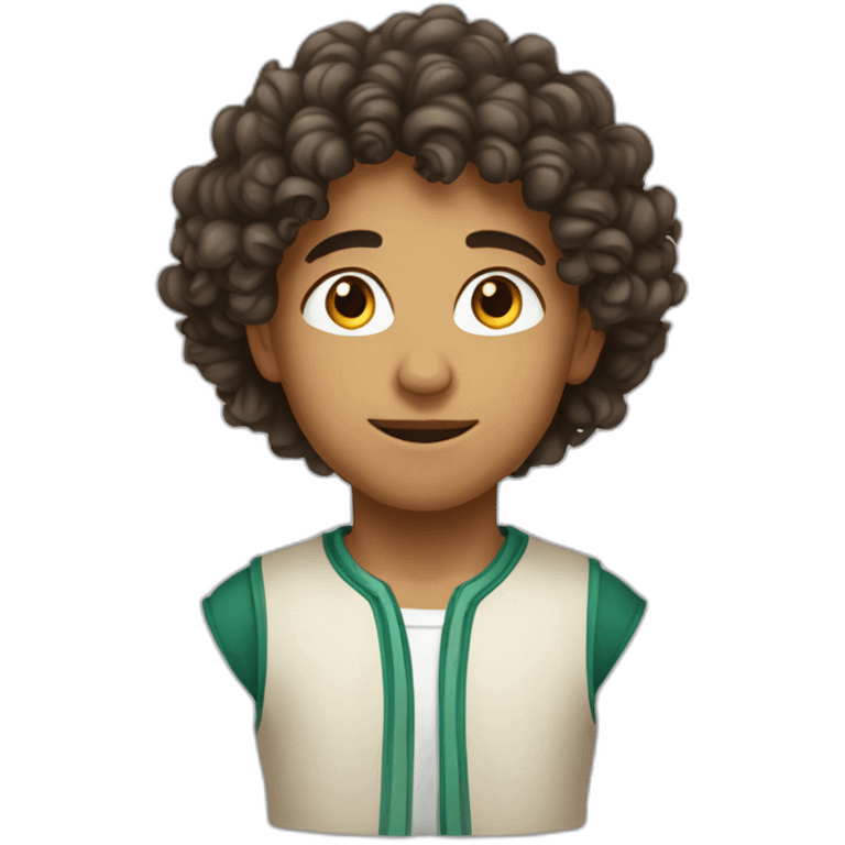 young morocan with curly hair but not much emoji