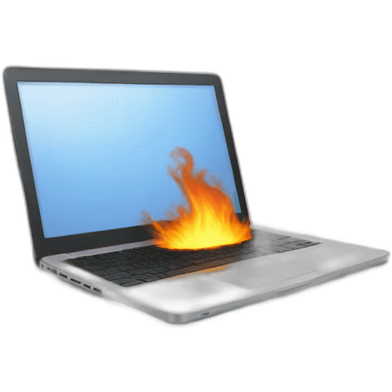 laptop burning emoji