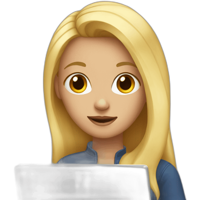 girl with blond hair and a laptop emoji