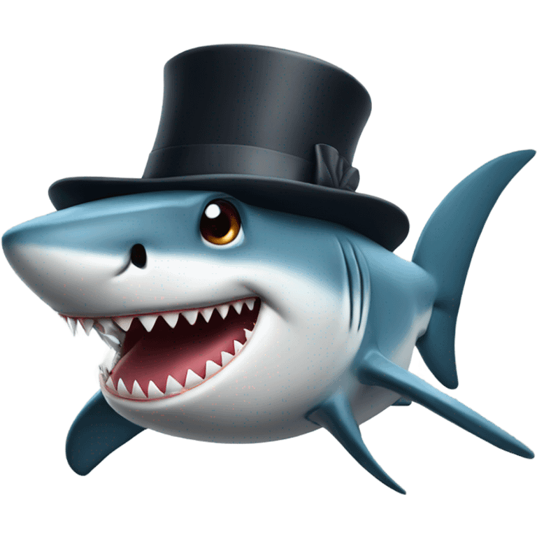 Shark with a top hat emoji